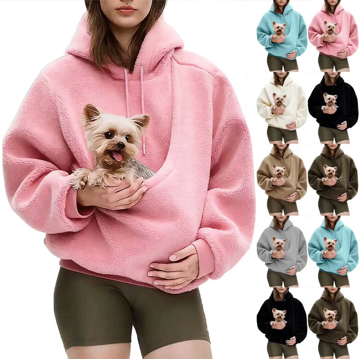 Women’s Pet Pouch Hoodie – Cozy Oversized Sweatshirt with Small Dog & Cat Carrier Pocket