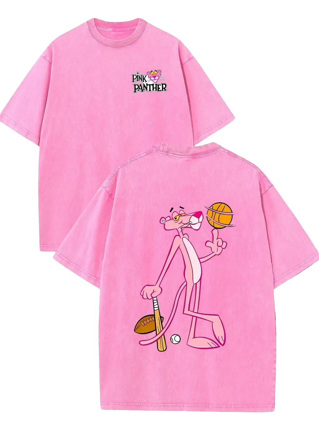 Retro Y2K with  Panther & Baseball Print Washed Tee