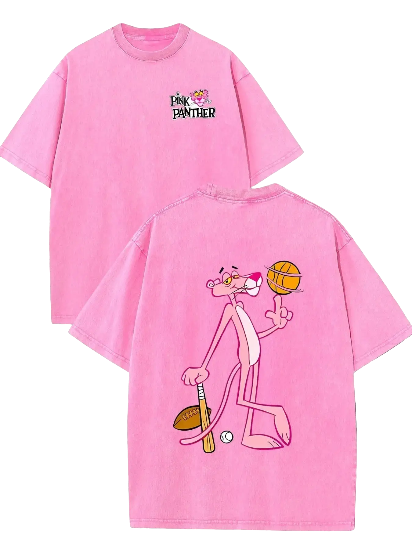 Retro Y2K with  Panther & Baseball Print Washed Tee