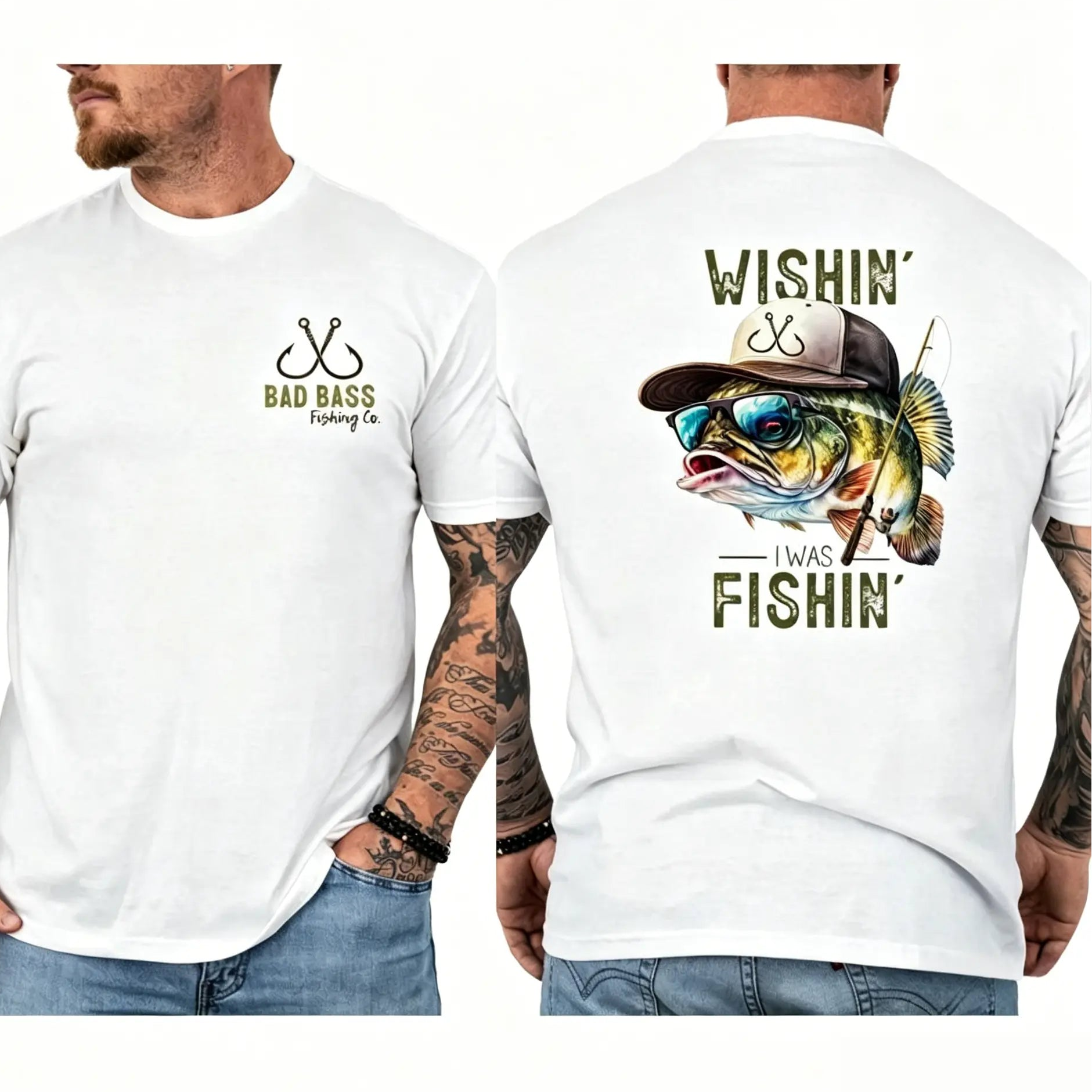 🎣Wishin' I Was Fishin' T-Shirt/Sweatshirt/Hoodie – Funny Bass Fishing Graphic Tee