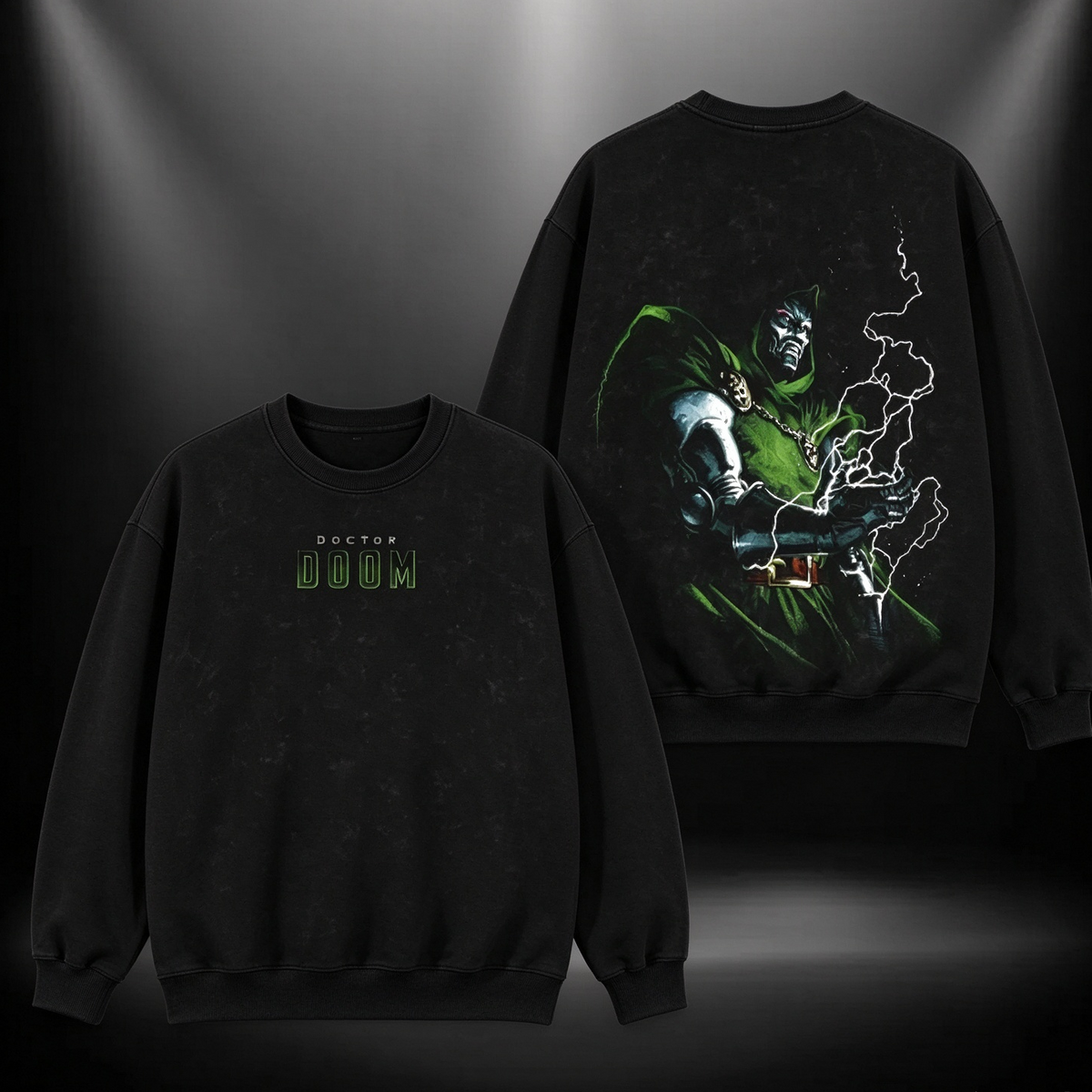Doctor Doom Vintage Washed Graphic Tee – Oversized Double-Sided Comic T-Shirt/Sweatshirt/Hoodie