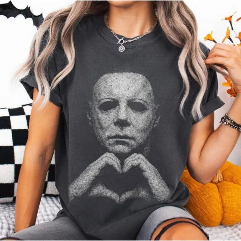 Michael Myers Spooky Cute Graphic Tee 🎃 – Halloween Streetwear Shirt/Sweatshirt/Hoodie