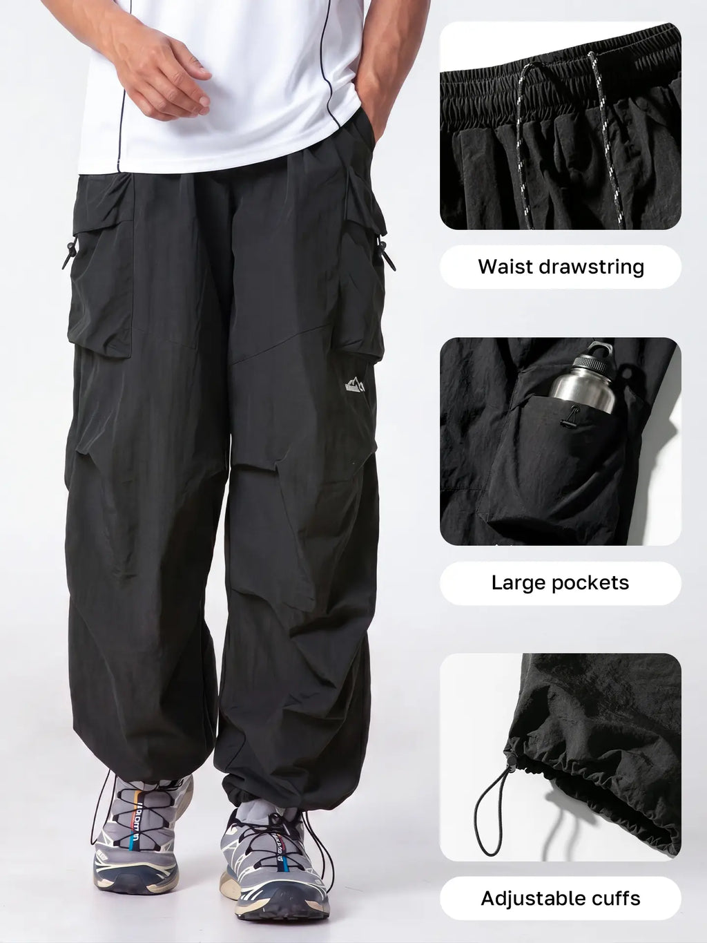 Unisex Lightweight Hiking Pants – Quick Dry Water Resistant Loose Fit Cargo Pants with Pockets