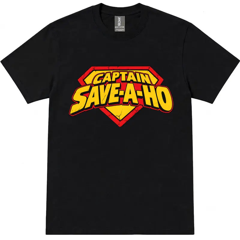 Captain Save-A-Ho Funny Graphic T-Shirt/Sweatshirt/Hoodie – Retro Superhero Parody Tee