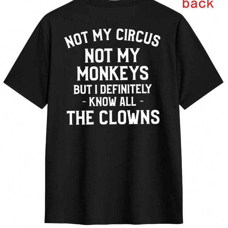 Unisex Sporty Cotton T-Shirt – Short Sleeve 'Not My Circus' Design, Great Golf Gift for All
