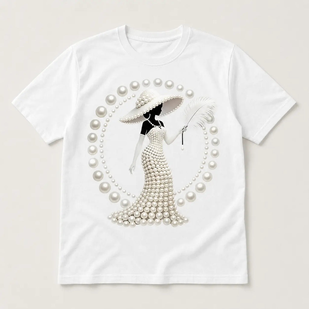 Luxury Look Pearl Graphic Tee – Women's Elegant Casual Shirt/Sweatshirt/Hoodie