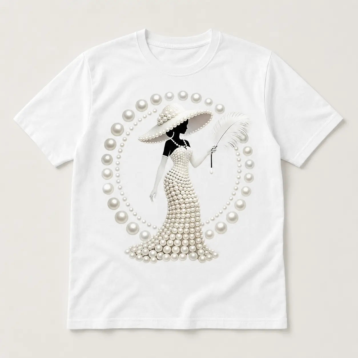 Luxury Look Pearl Graphic Tee – Women's Elegant Casual Shirt/Sweatshirt/Hoodie
