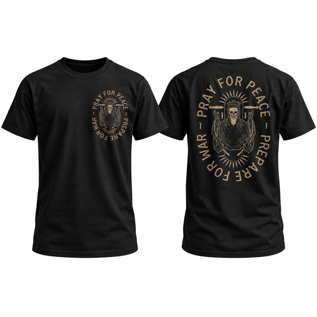Pray for Peace Prepare for War T-Shirt/Sweatshirt/Hoodie – Vintage Gothic Skeleton Graphic Tee