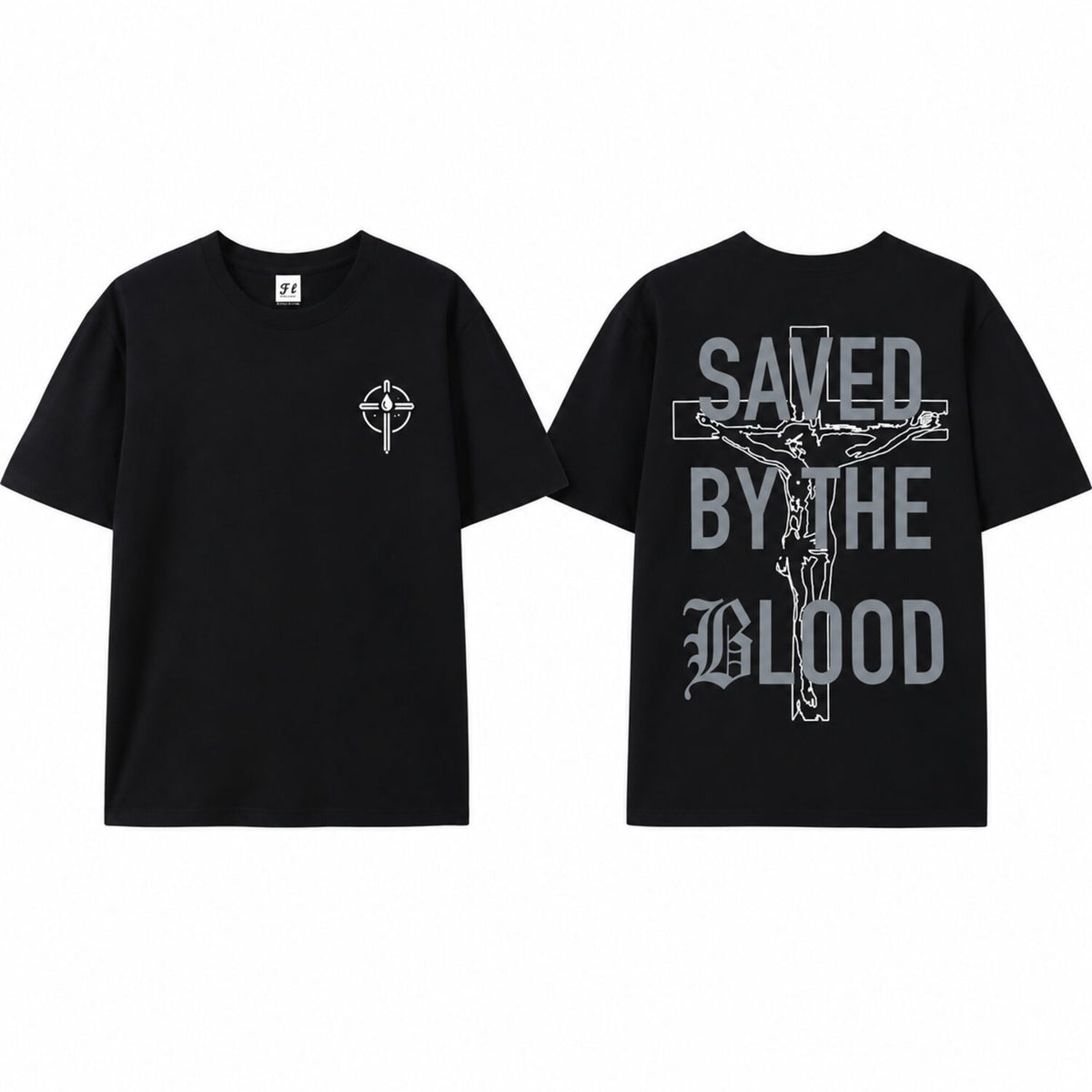 Saved By The Blood Christian T-Shirt/Sweatshirt/Hoodie – Gothic Jesus Cross Graphic Tee, Faith Streetwear Shirt