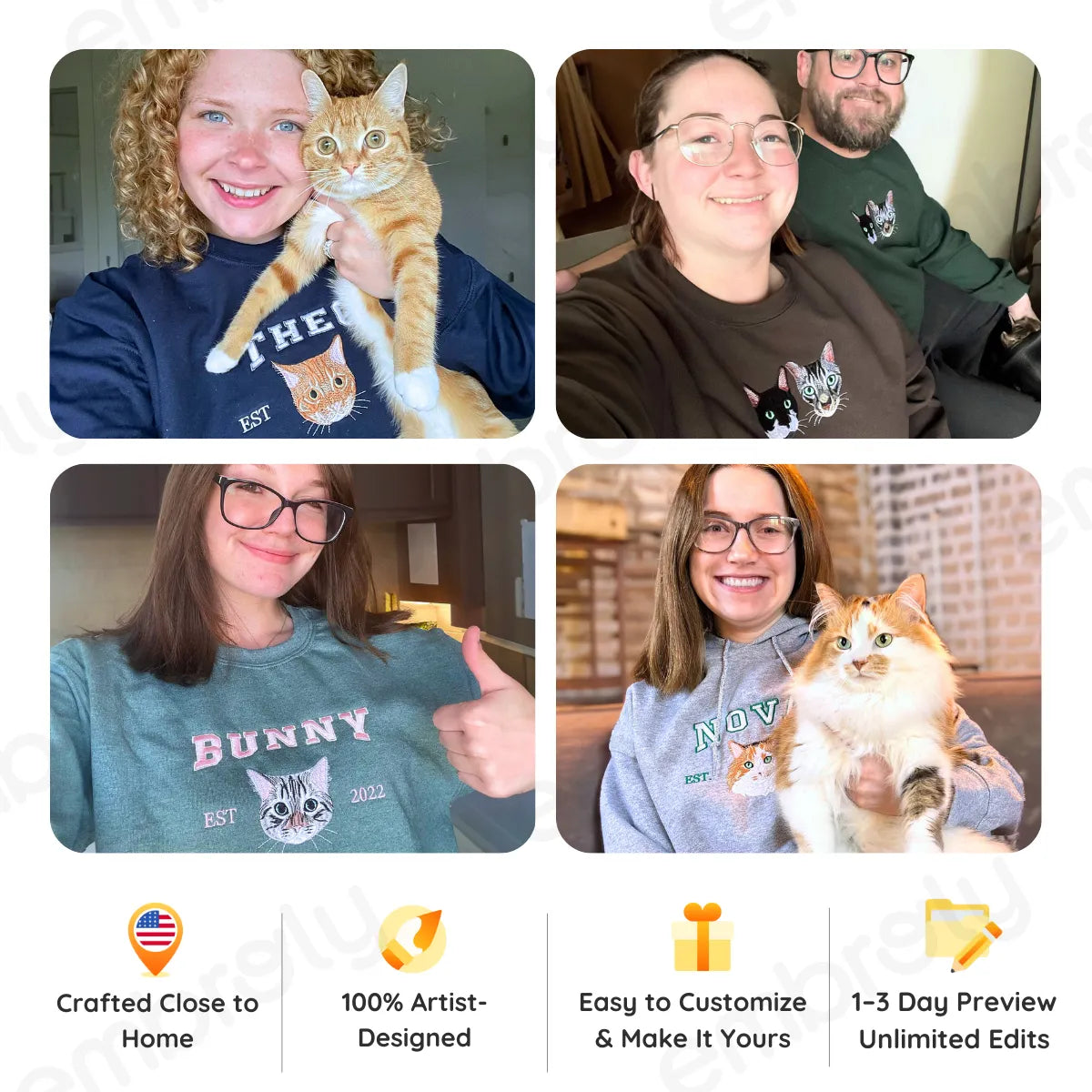 Personalized Cat Dad Shirt with Cat Portrait, Embroidered Gift for Proud Cat Dad
