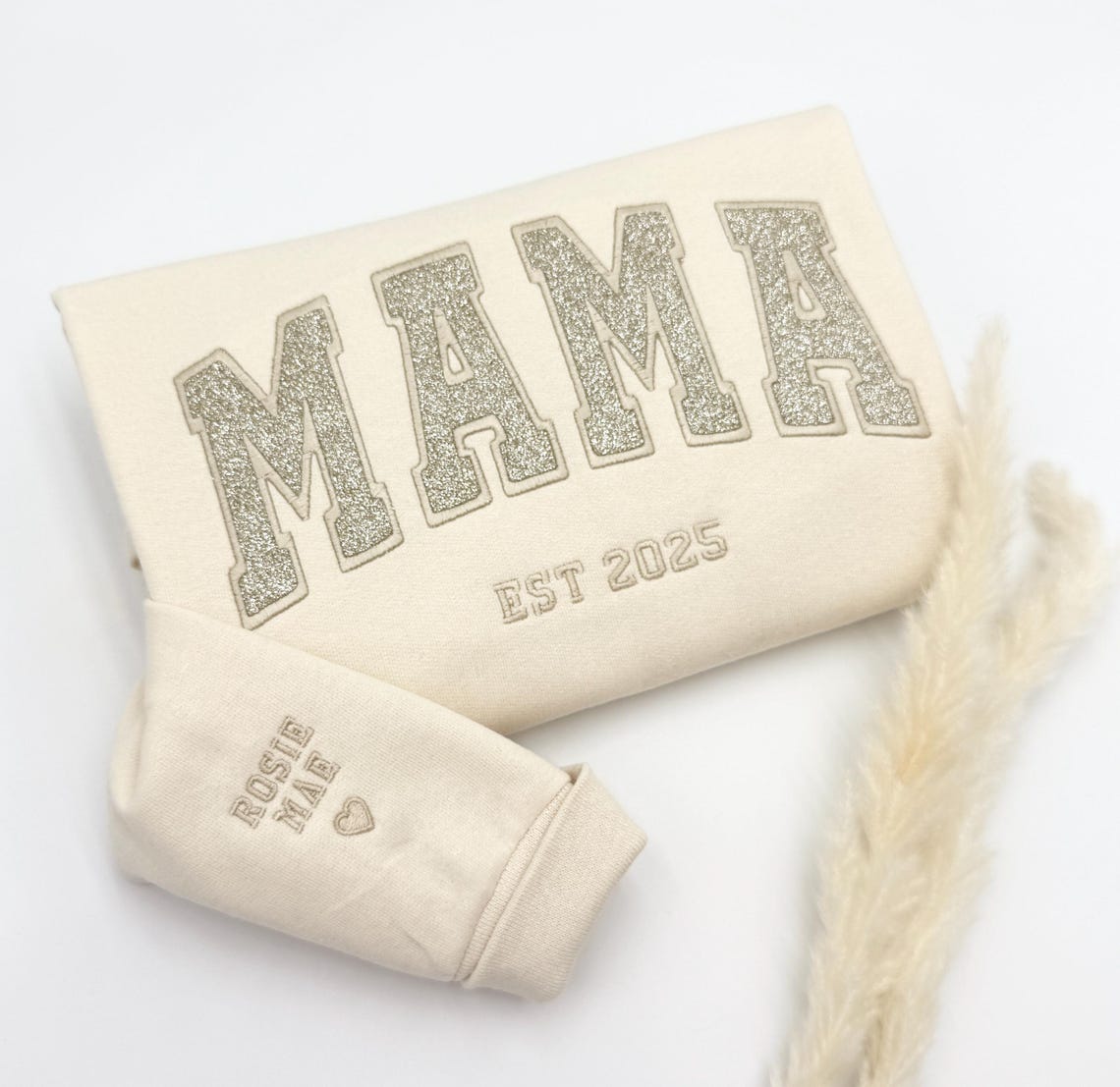 Custom Embroidered Glitter MAMA Sweatshirt-Gift For Mom & Grandma