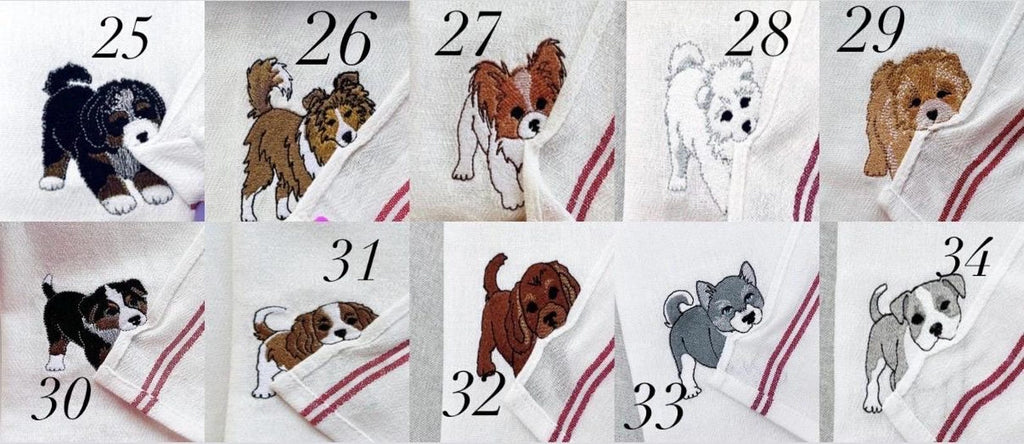 Customizable Puppy Hand Towel – Personalized Dog Name Embroidered Kitchen Tea Towel Gift for Dog Lovers