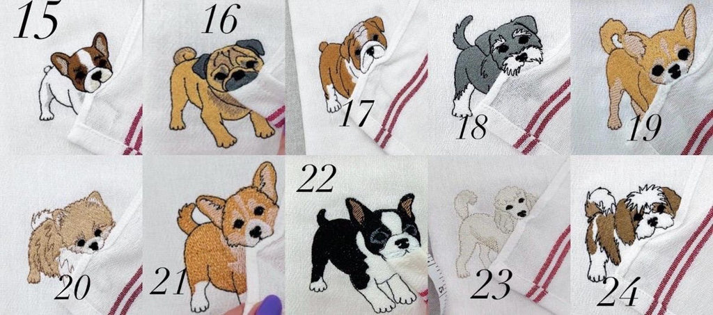 Customizable Puppy Hand Towel – Personalized Dog Name Embroidered Kitchen Tea Towel Gift for Dog Lovers