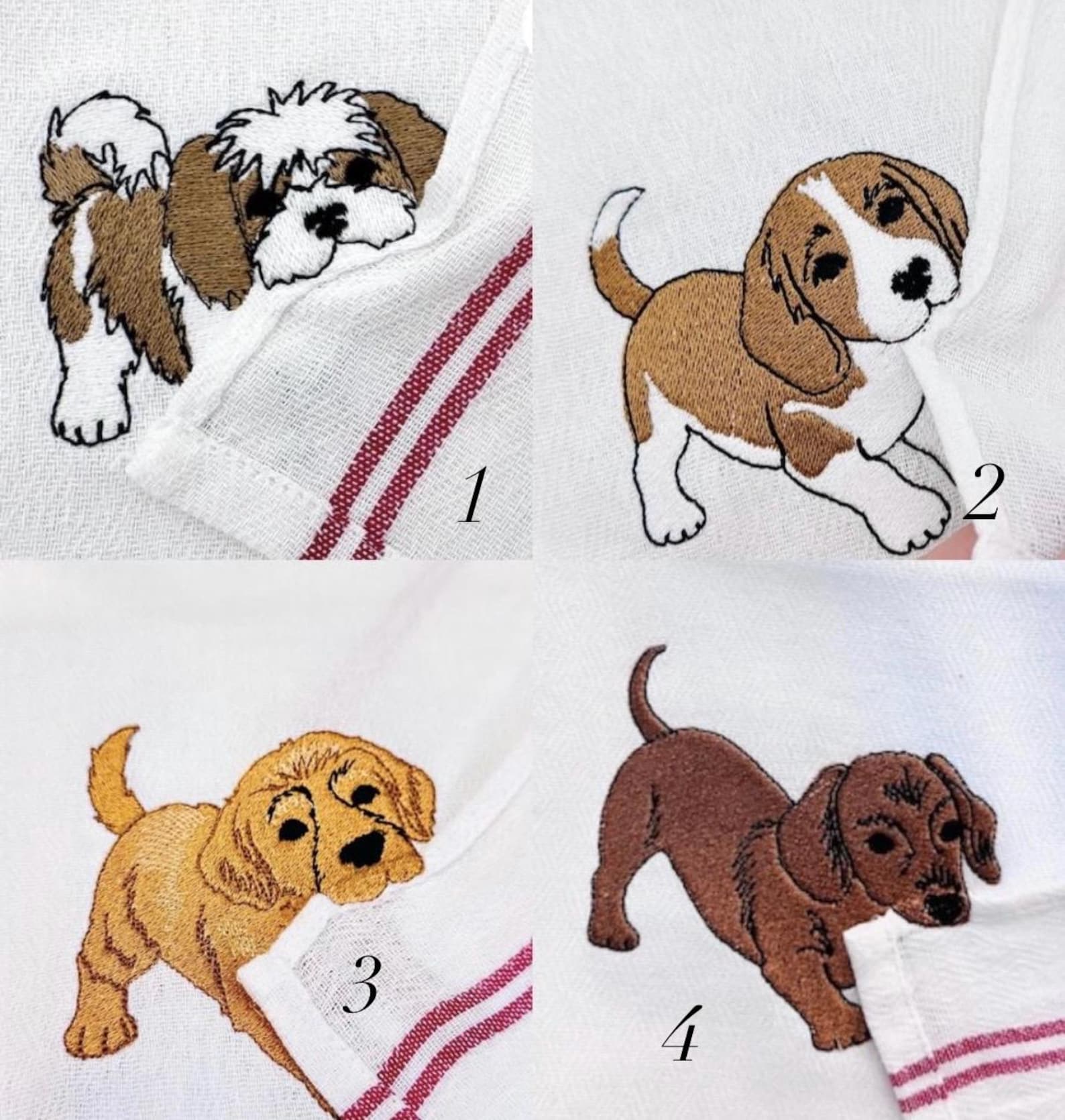 Customizable Puppy Hand Towel – Personalized Dog Name Embroidered Kitchen Tea Towel Gift for Dog Lovers