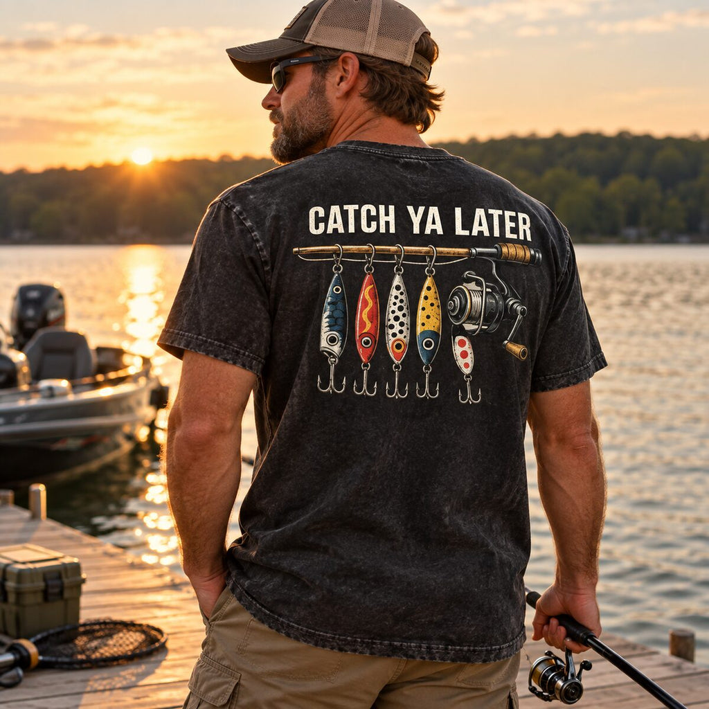 Catch Ya Later Fishing Hoodie/Sweatshirt/T-shirt – Vintage Lure Graphic Pullover for Men