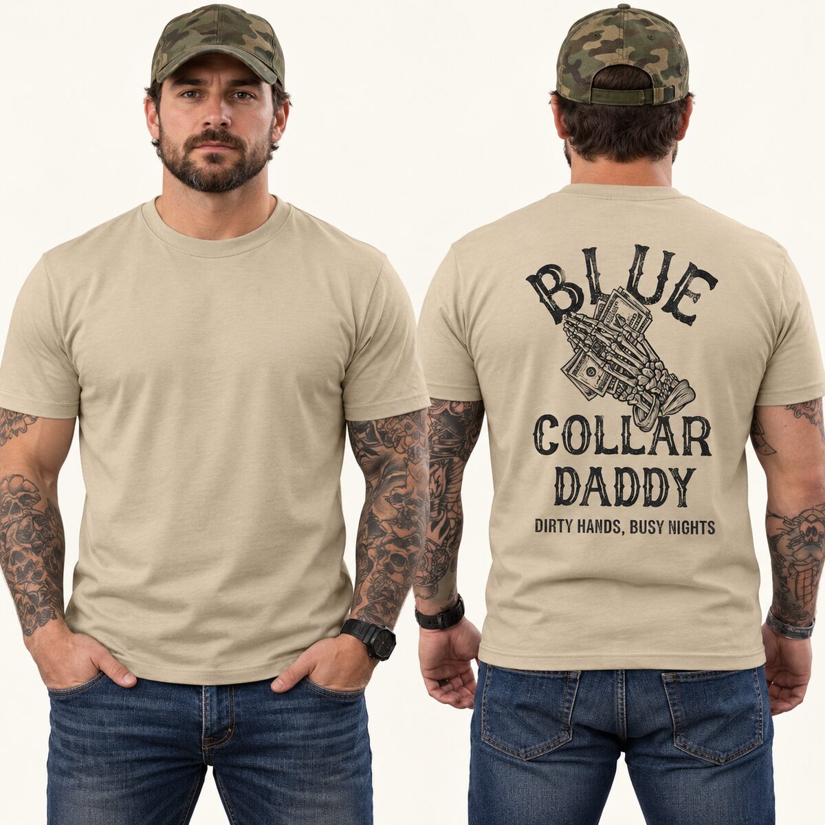 Blue Collar Daddy Graphic T-Shirt/Sweatshirt/Hoodie – Dirty Hands Busy Nights Men's Workwear Tee