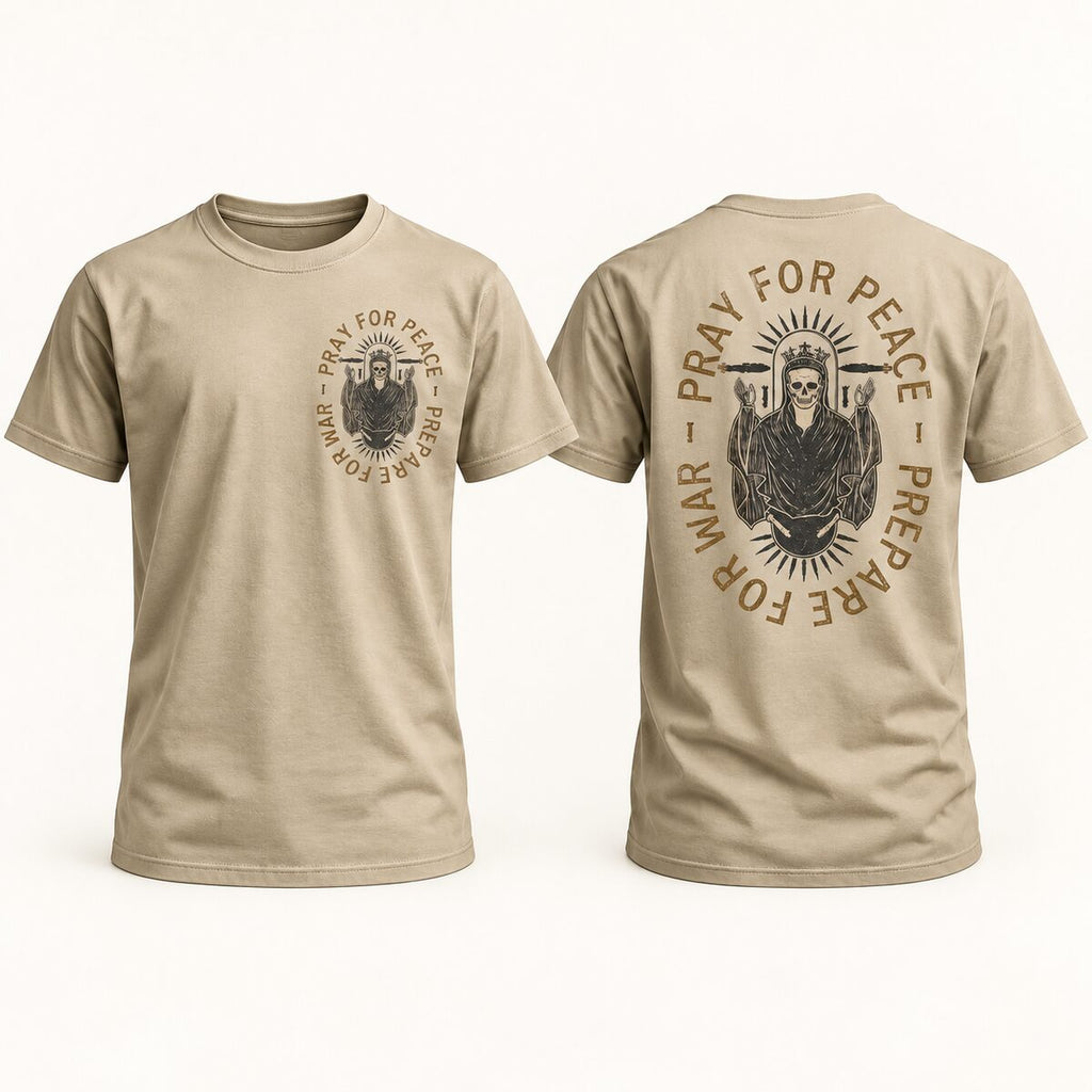 Pray for Peace Prepare for War T-Shirt/Sweatshirt/Hoodie – Vintage Gothic Skeleton Graphic Tee
