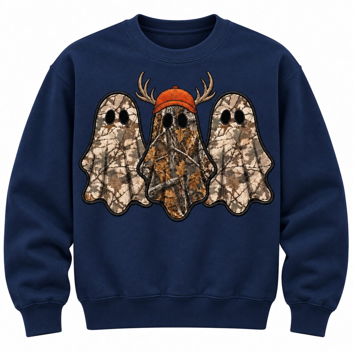 Camo Ghost Hunting Halloween Printed Sweatshirt/Hoodie/T-shirt – Vintage Hunting Season Graphic Crewneck