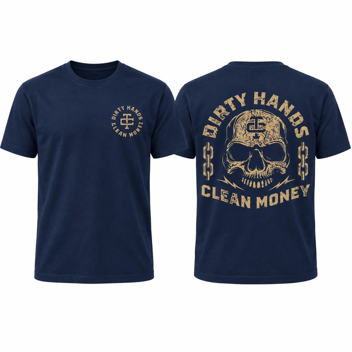 Dirty Hands Clean Money Skull Hoodie/Sweatshirt/T-Shirt – Vintage Blue Collar Workwear Pullover