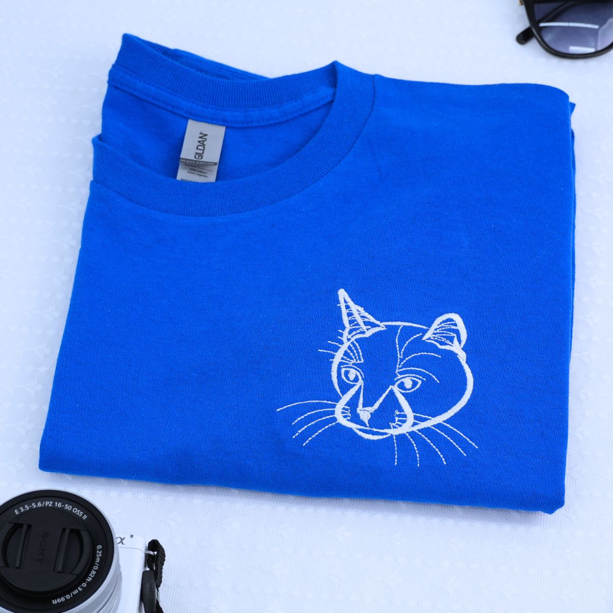 Personalized Cat Dad Shirt with Cat Portrait, Embroidered Gift for Proud Cat Dad