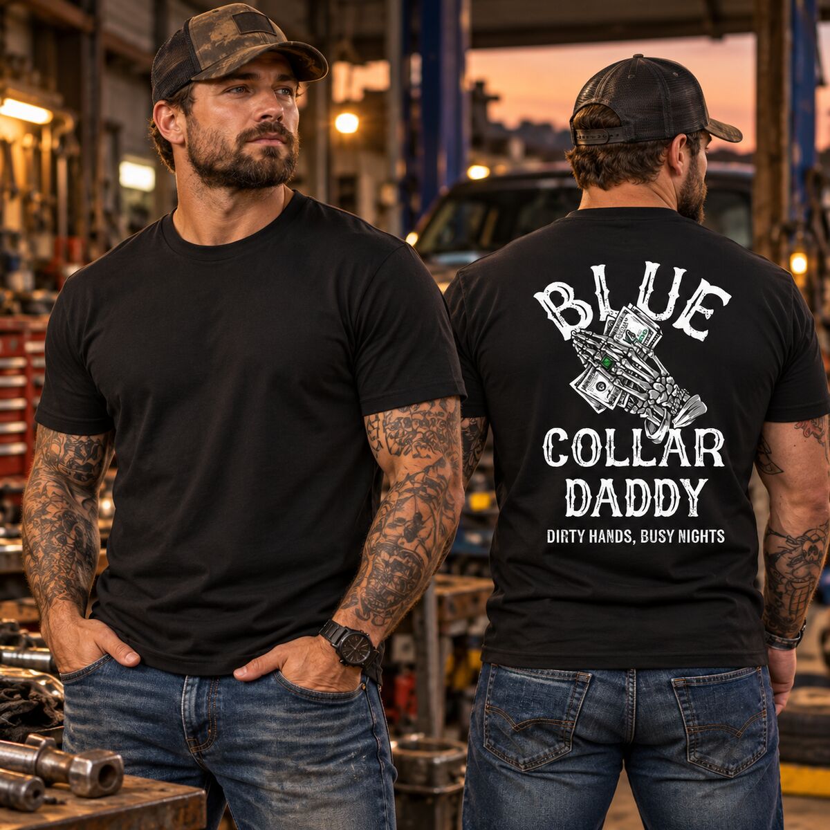 Blue Collar Daddy Graphic T-Shirt/Sweatshirt/Hoodie – Dirty Hands Busy Nights Men's Workwear Tee